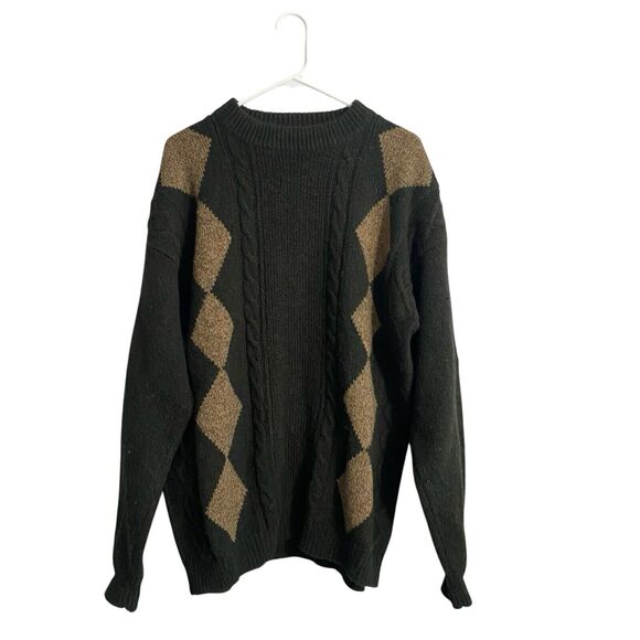 Vintage 90s Woolrich Knit Beige Green Wool Blend Grandpa Sweater Men’s Sz Large - Picture 1 of 6